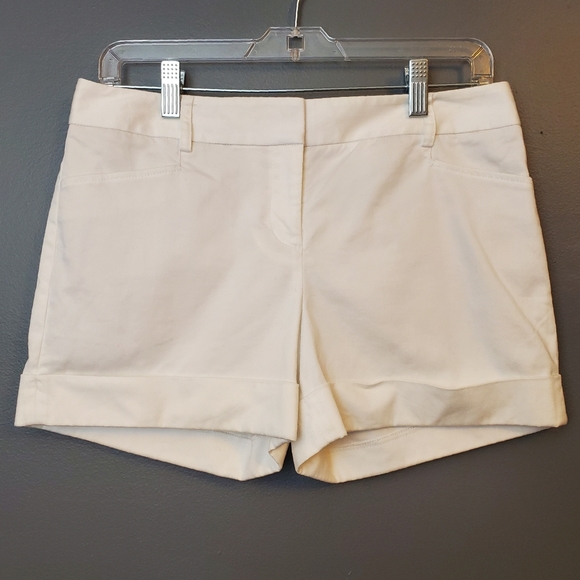 Express Pants - White Express Editor cuff shorts. Mid length
